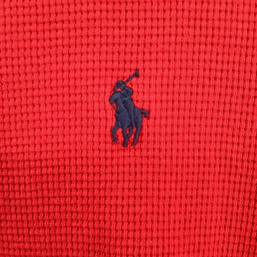 Boys Polo Ralph Lauren Long Sleeved Thermal Waffle Knit‎ Shirt Red Large (14-16)